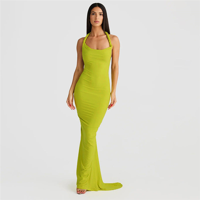 Evelynn Twisted Halter Maxi Dress