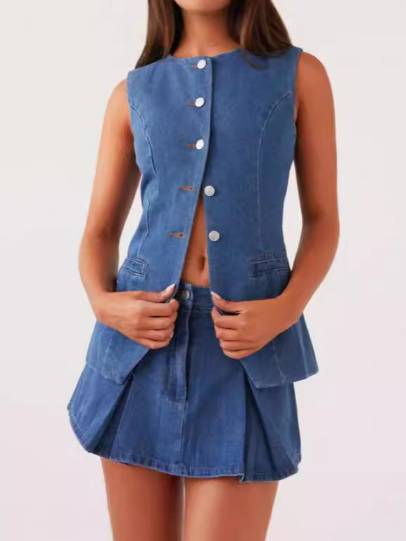 Sleeveless double denim