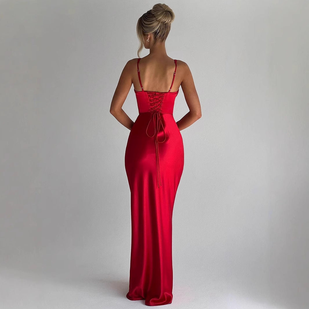 Red Satin Mermaid Gown