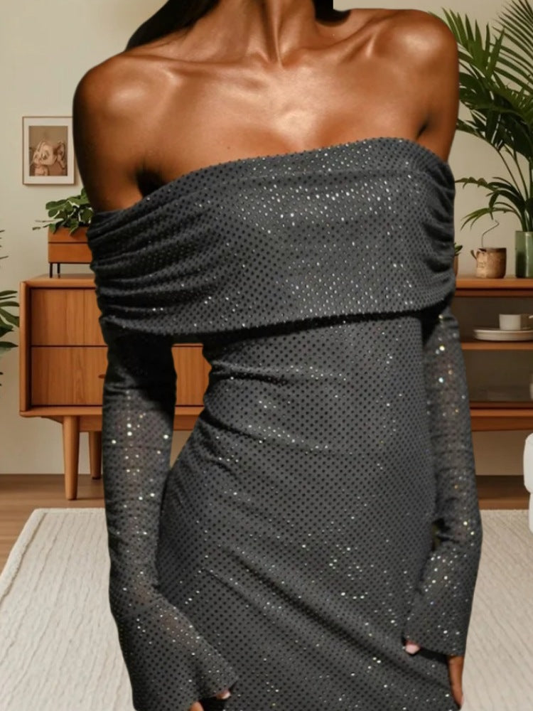 Mesh sequined dress