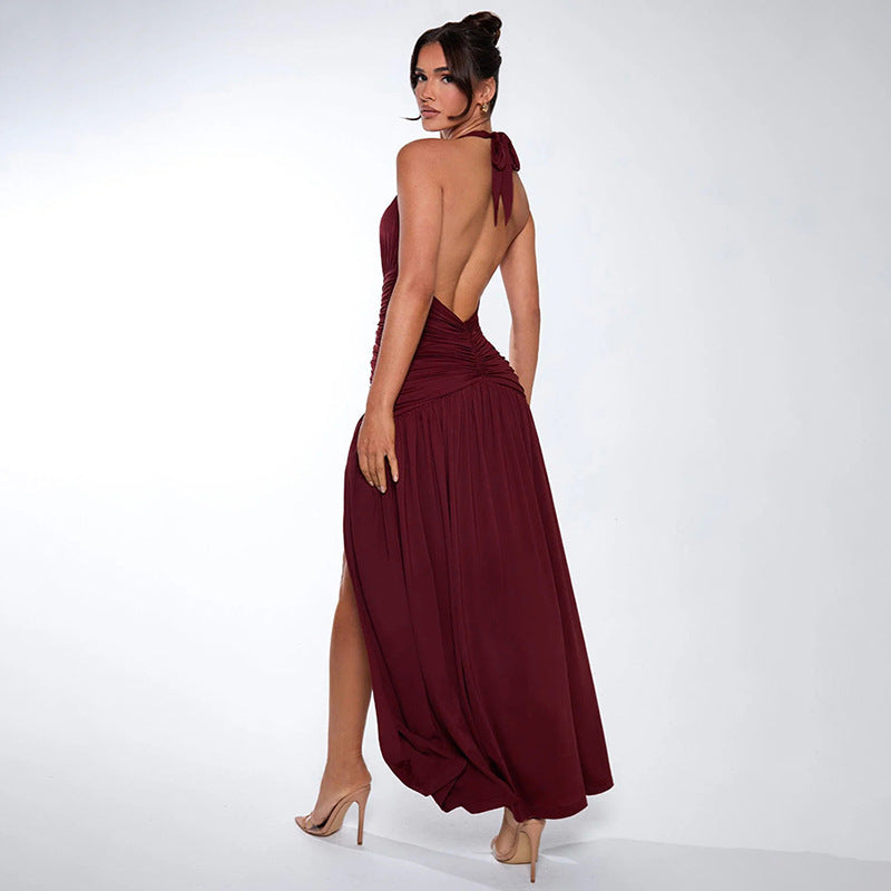 Slit backless dress