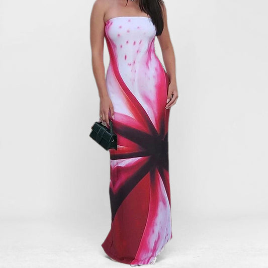 Spring printed maxi dress