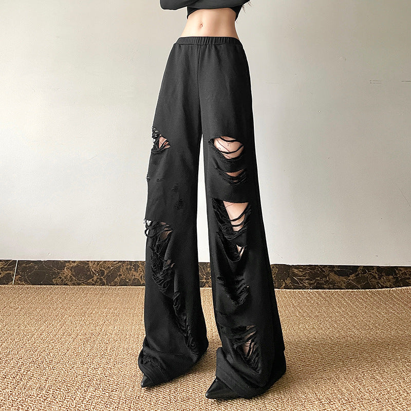 High Waisted Solid Pocket Casual Trousers