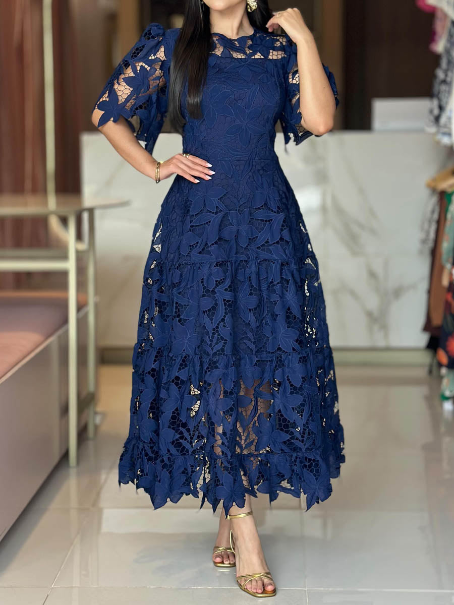 Elegant Lace See-through Half Sleeves Dress