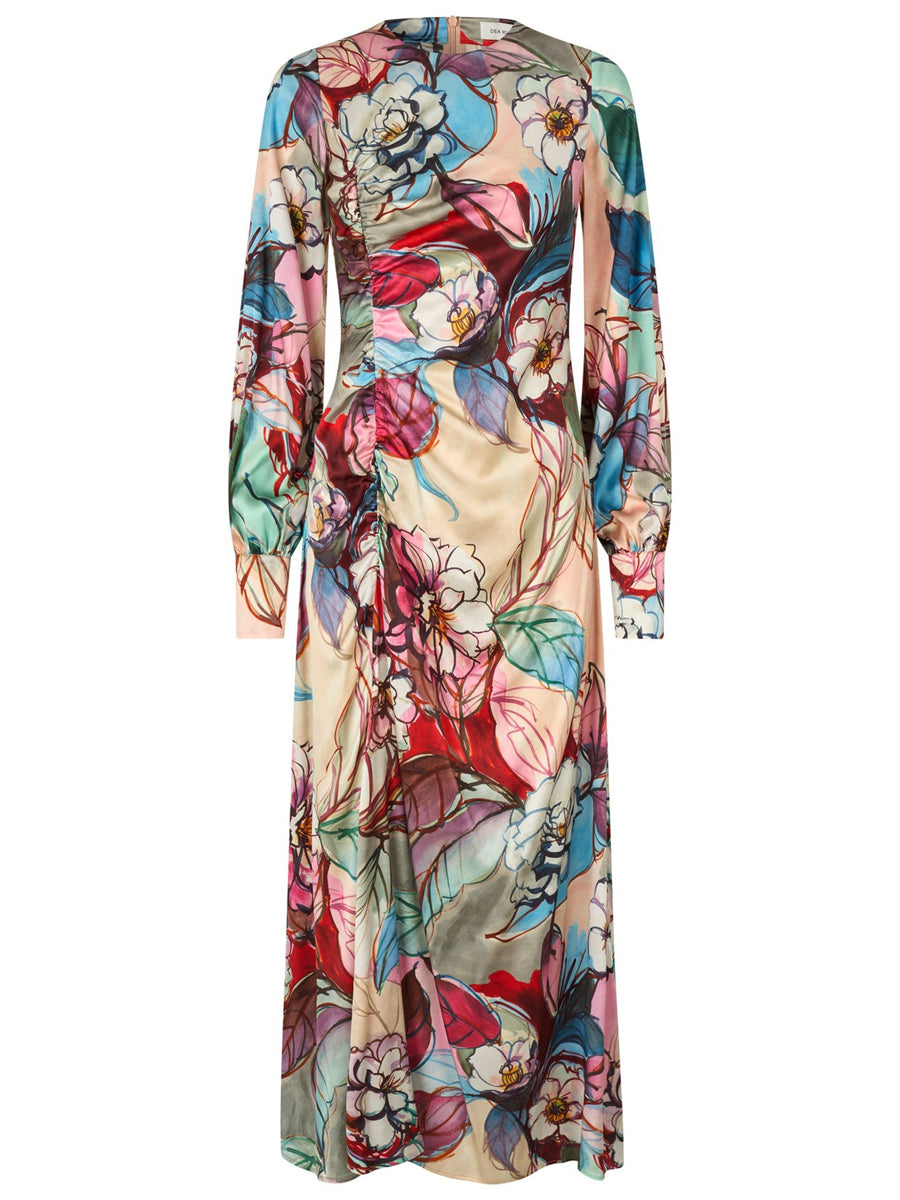 Printed Slit Hem Long Sleeve Dress