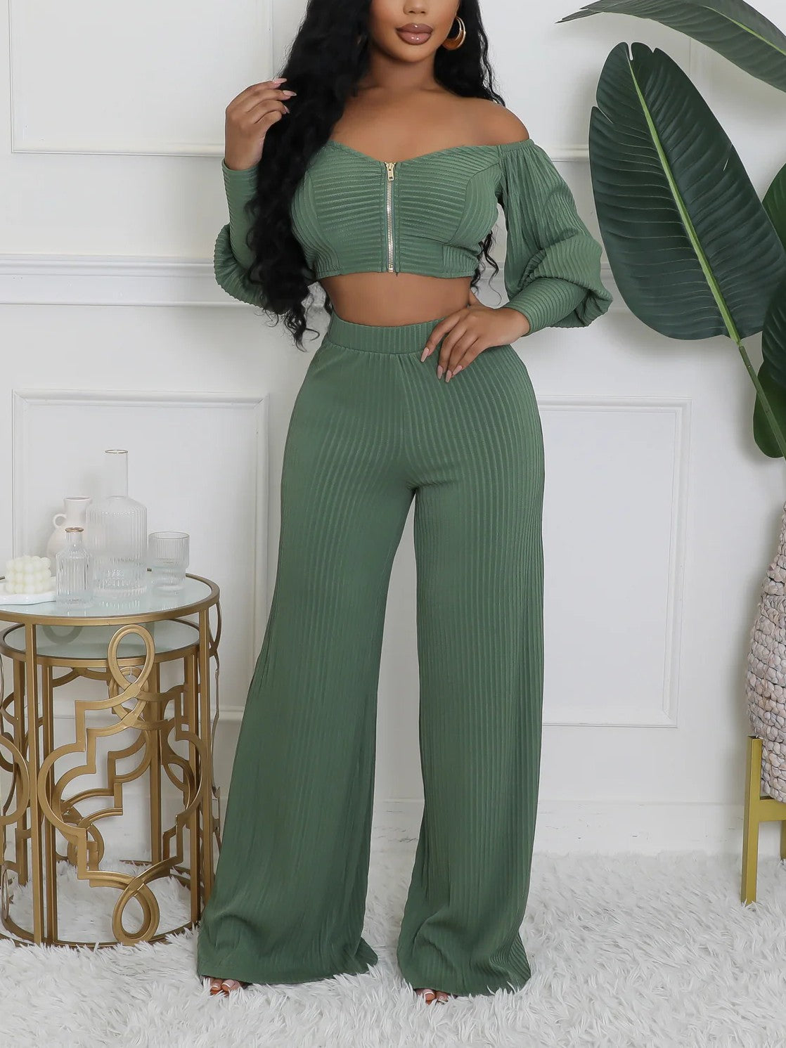 Elegant Ribbed Two-Piece Set