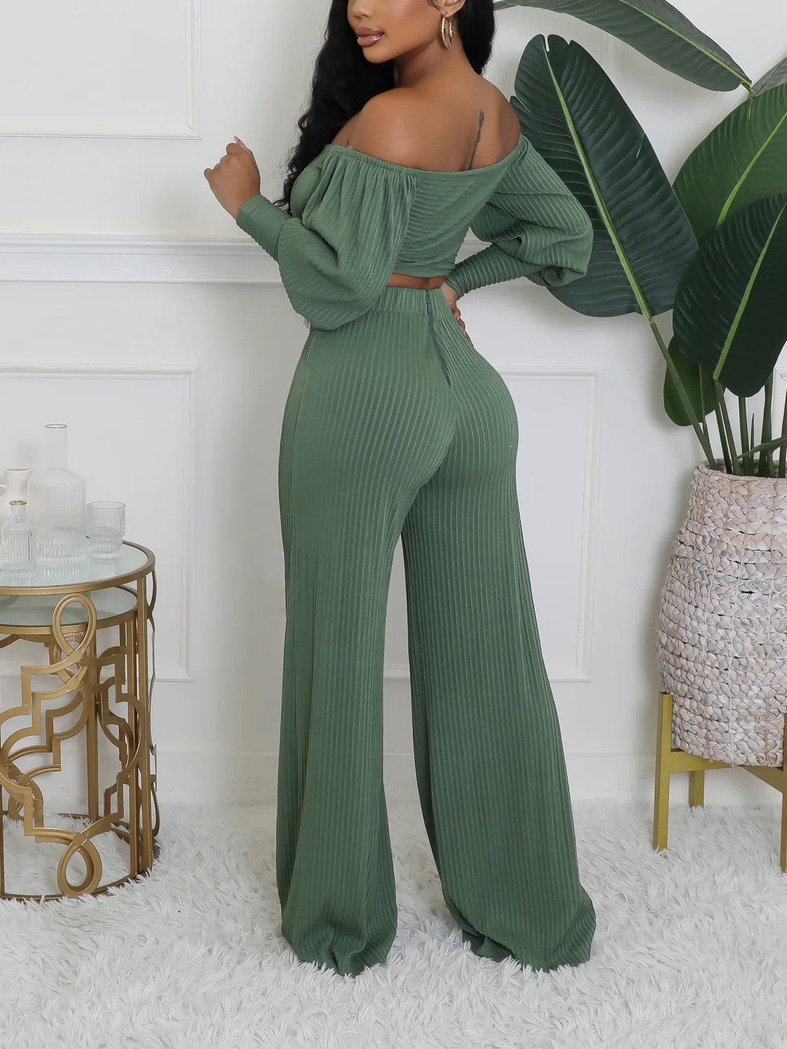 Elegant Ribbed Two-Piece Set