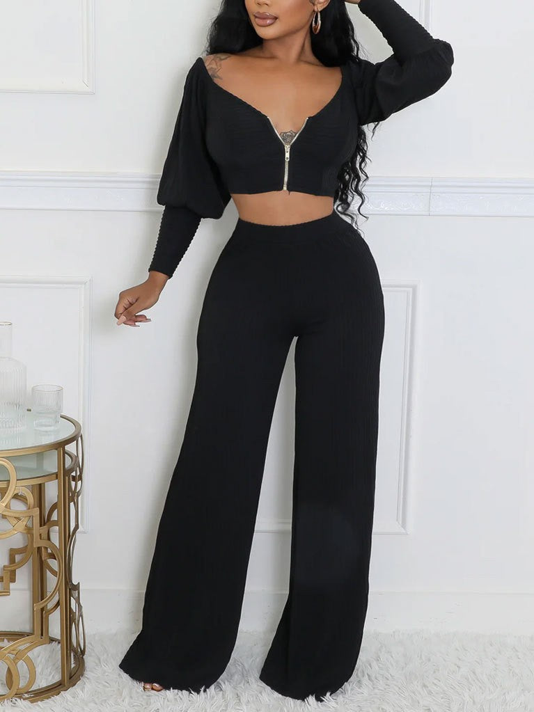 Elegant Ribbed Two-Piece Set