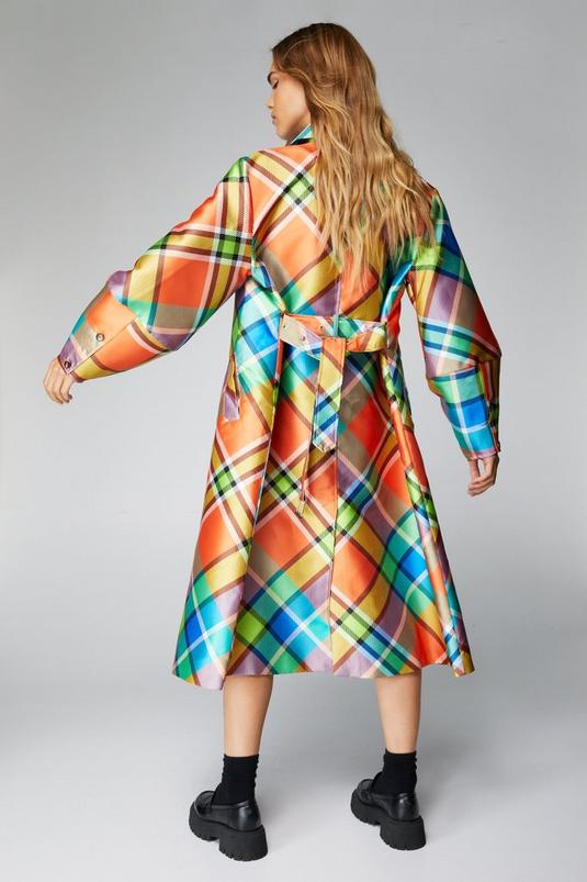 Bright multi-color check coat